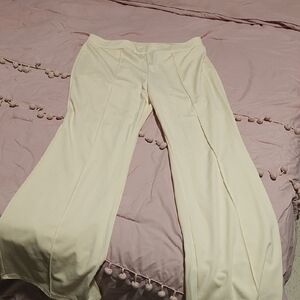 Chic Cream Wide Leg Women's Pants